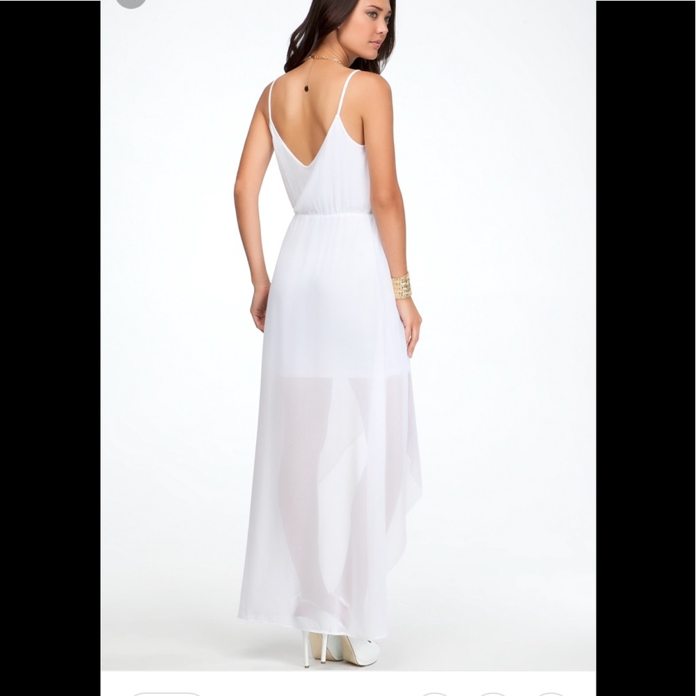 Bebe White Tulip Hem Maxi Dress Sz XXS